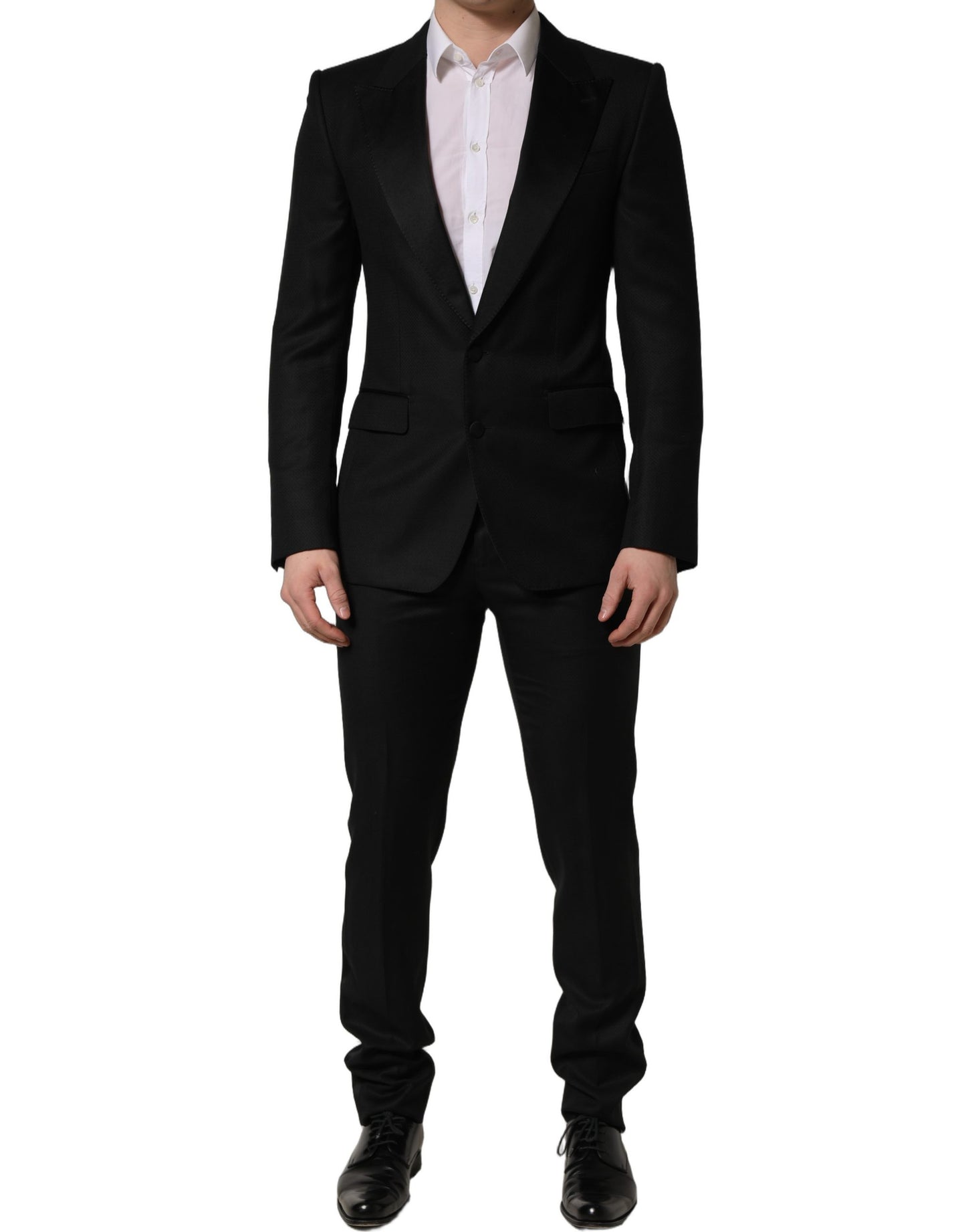 Black Wool Slim Fit Formal 2 Piece Men Suit