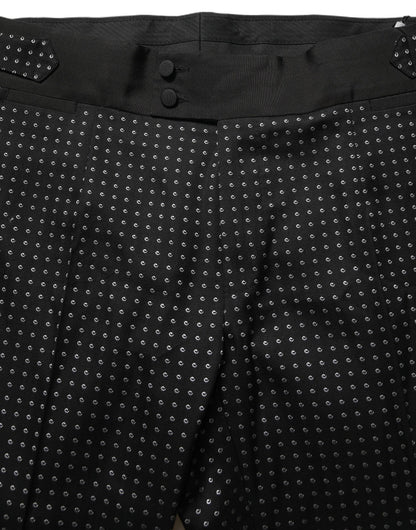 Black Polka Dot Cotton Dress Trouser Pants