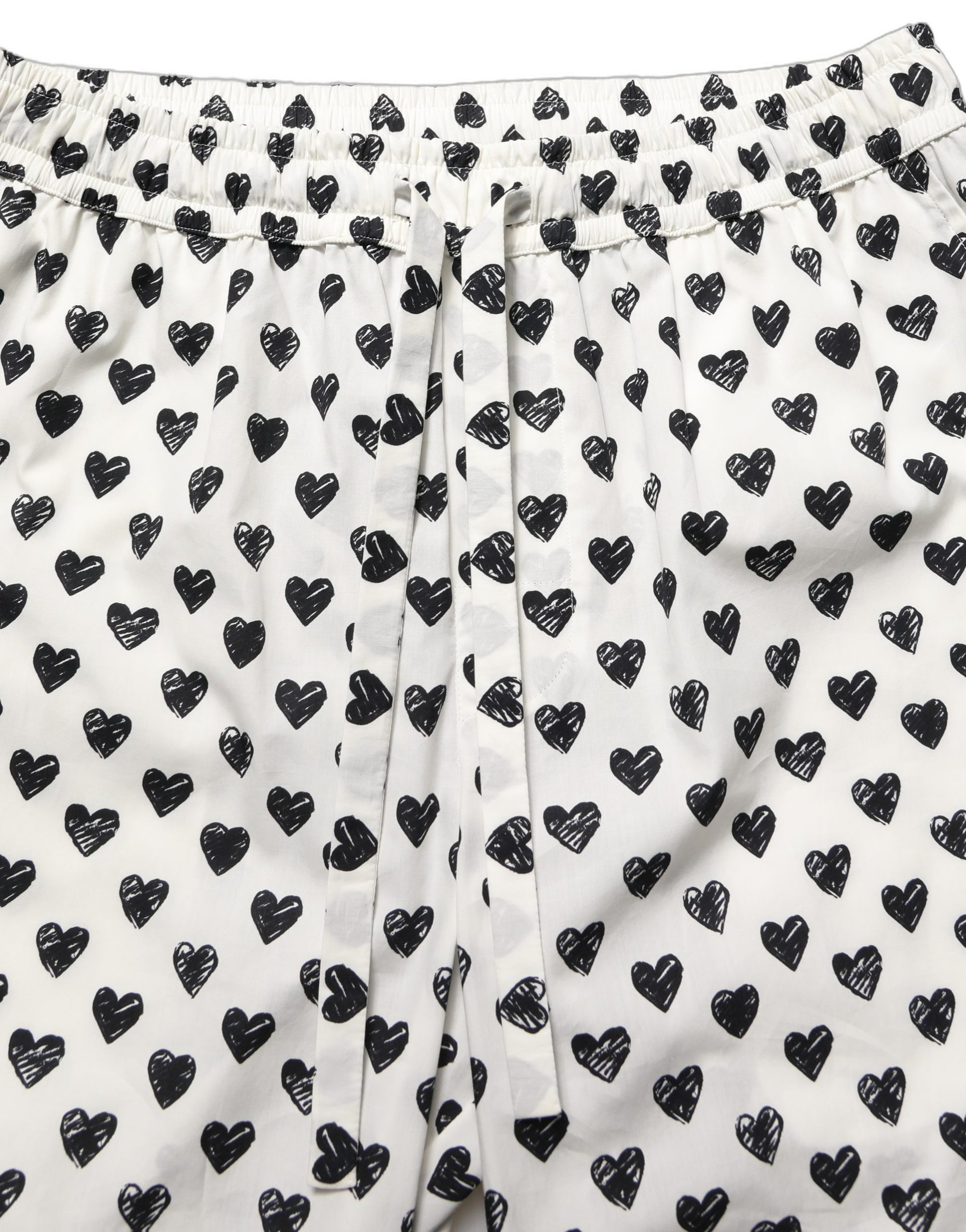 White Graphic Heart Print Men Trousers Pants