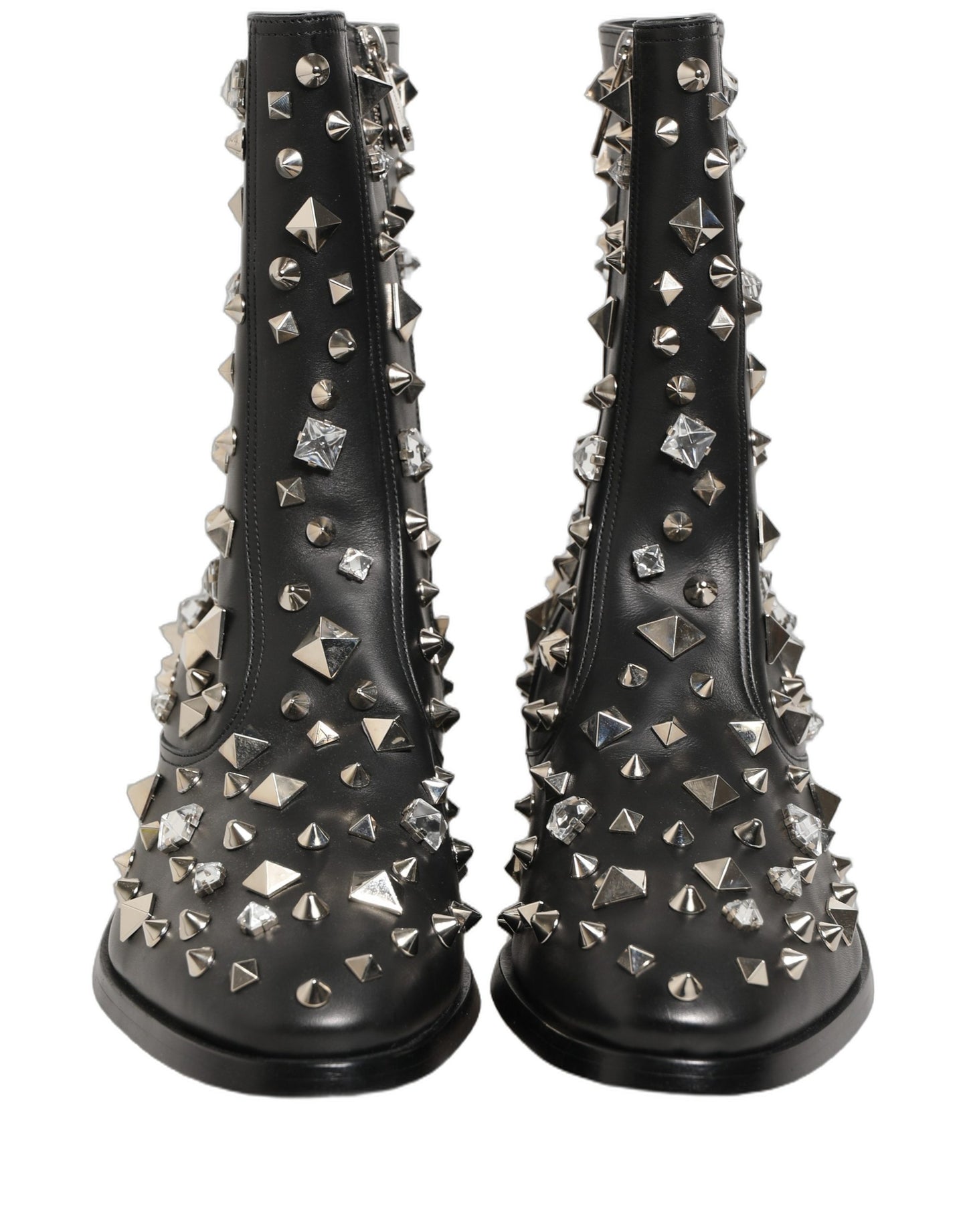 Black Crystal Embellished Short Boots Shoes