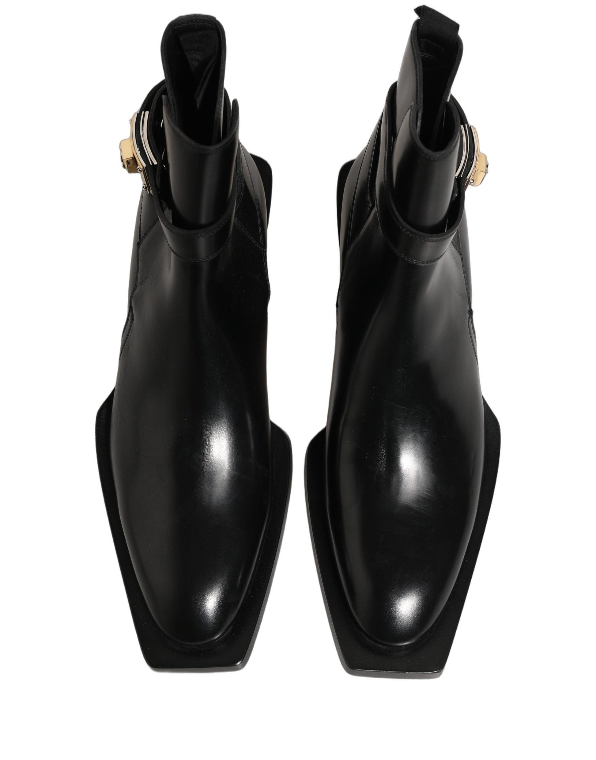 Black Leather DG Plaque Ankle Boots Shoes