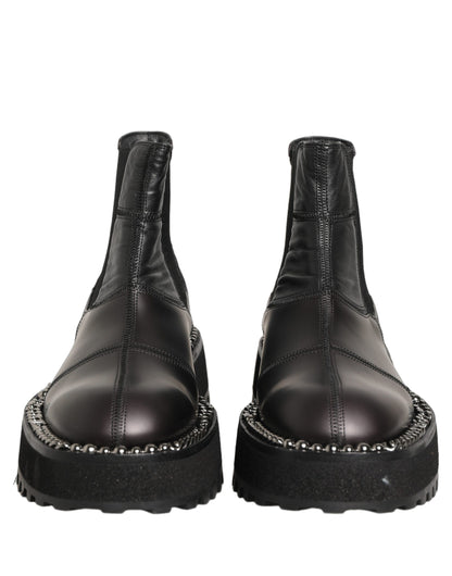 Black Chelsea Boots Leather Slip On Men Shoes