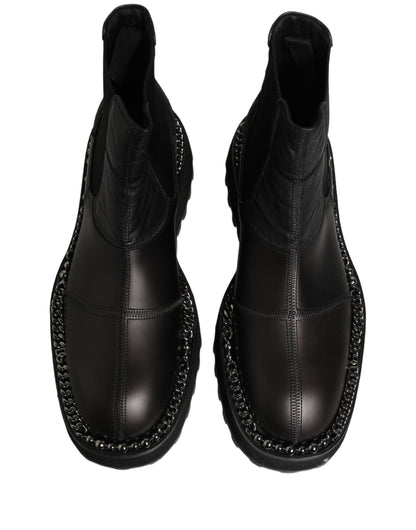 Black Chelsea Boots Leather Slip On Men Shoes