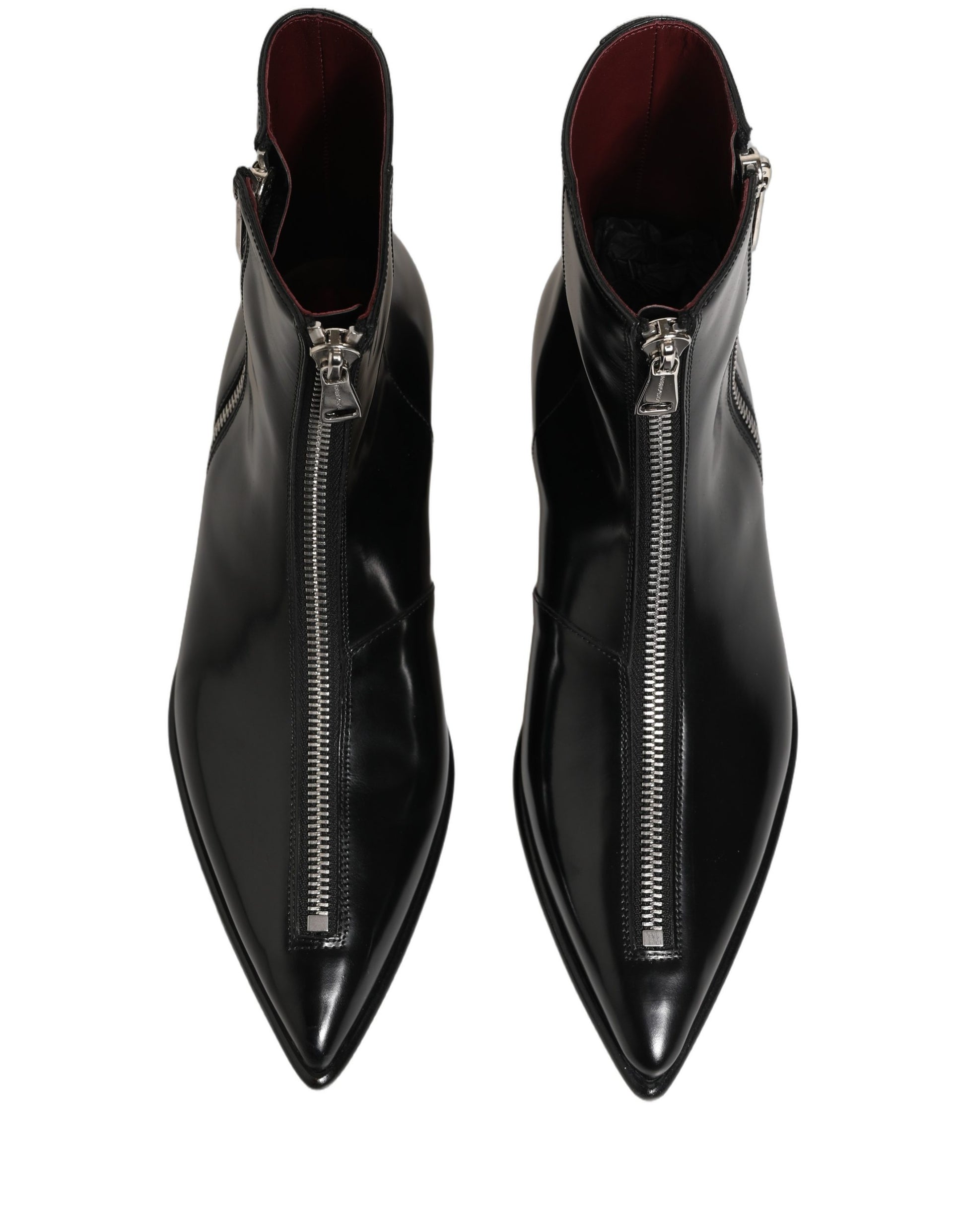 Black Leather Zipper Mid Calf Men Boots Shoes