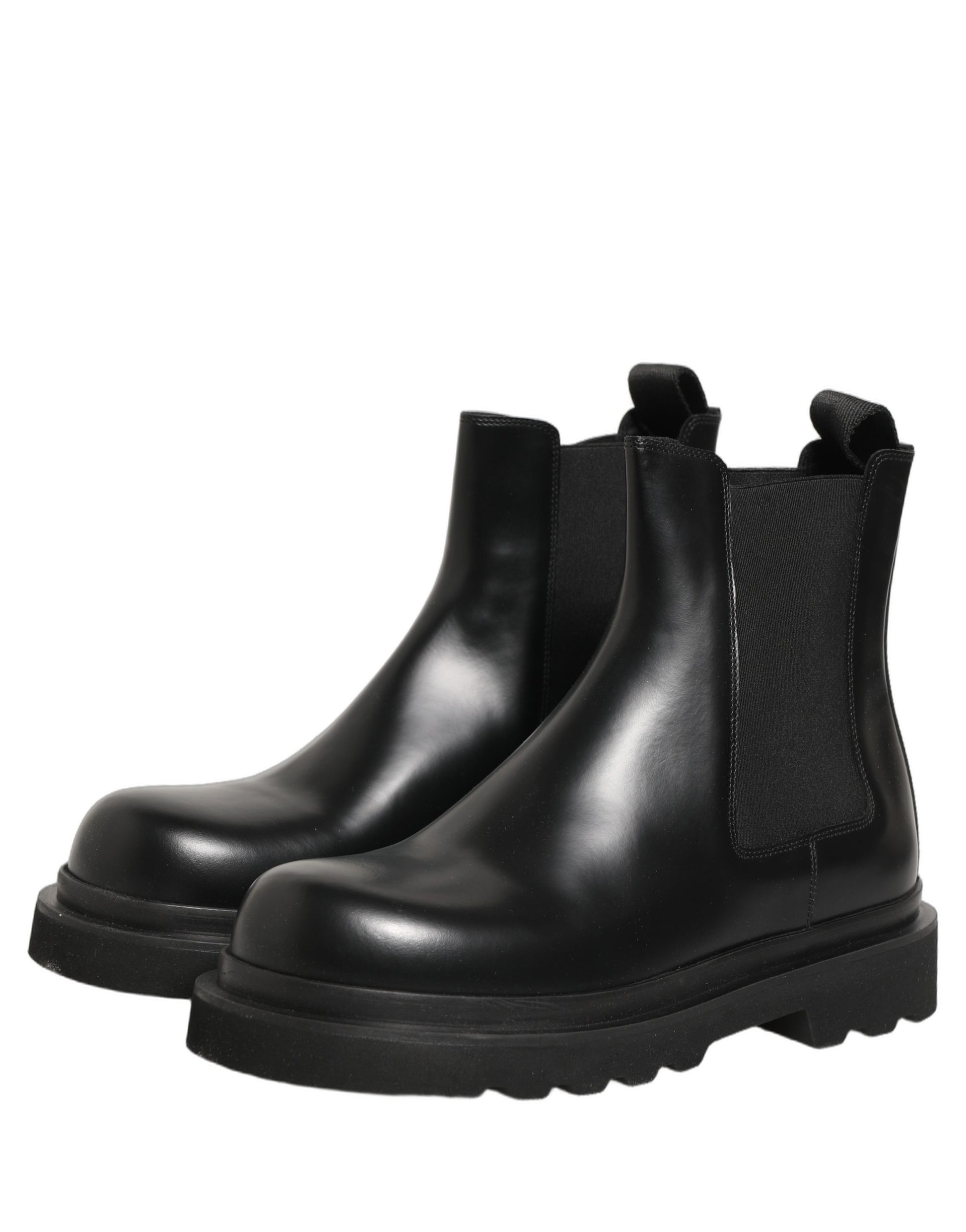 Black Chelsea Boots Leather Slip On Men Shoes