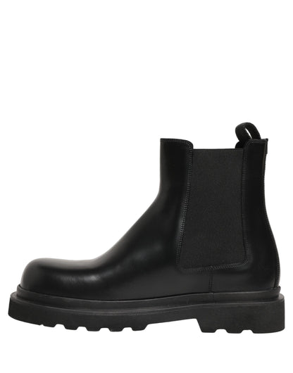 Black Chelsea Boots Leather Slip On Men Shoes