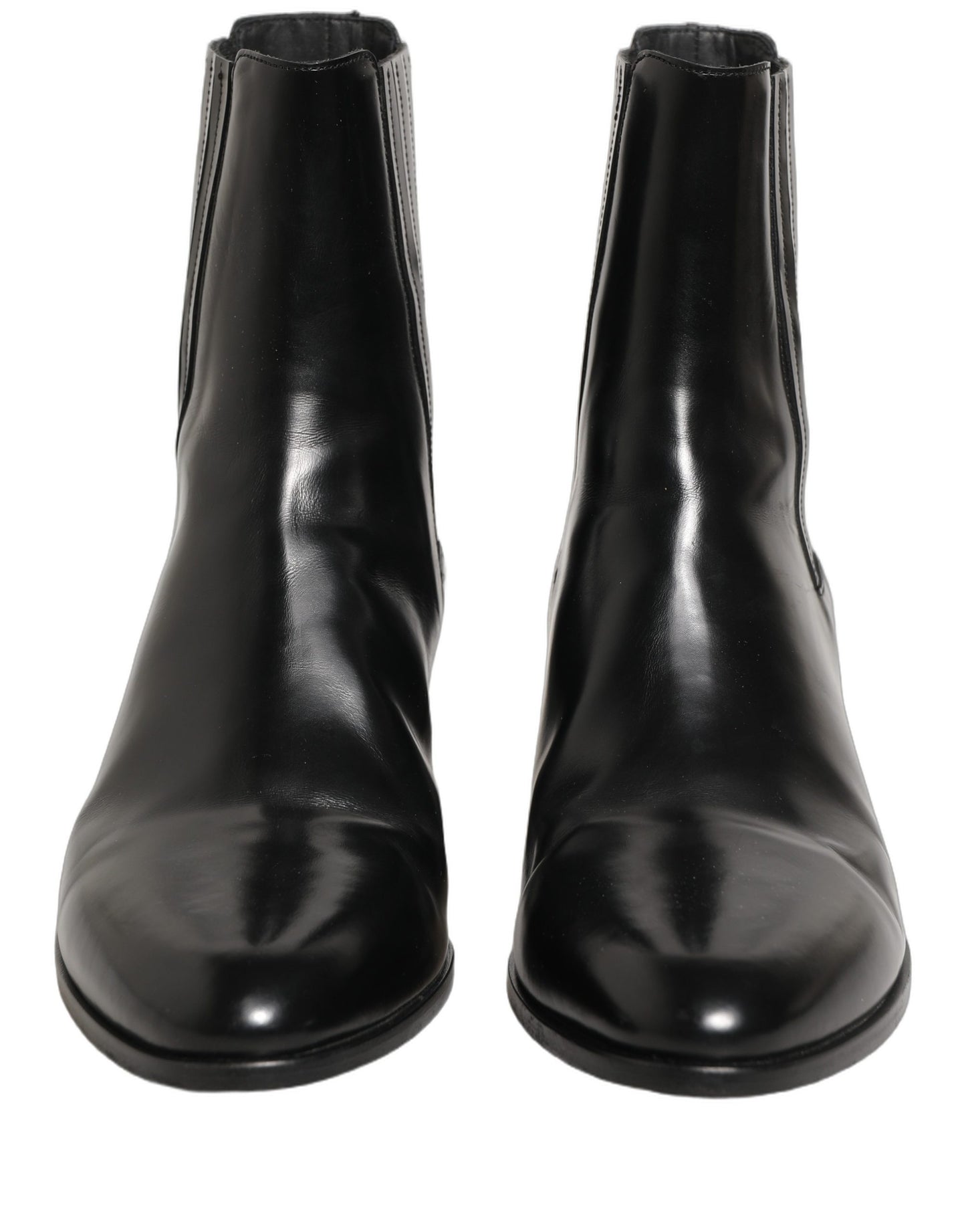 Black Leather Chelsea Mid Calf Boots Shoes