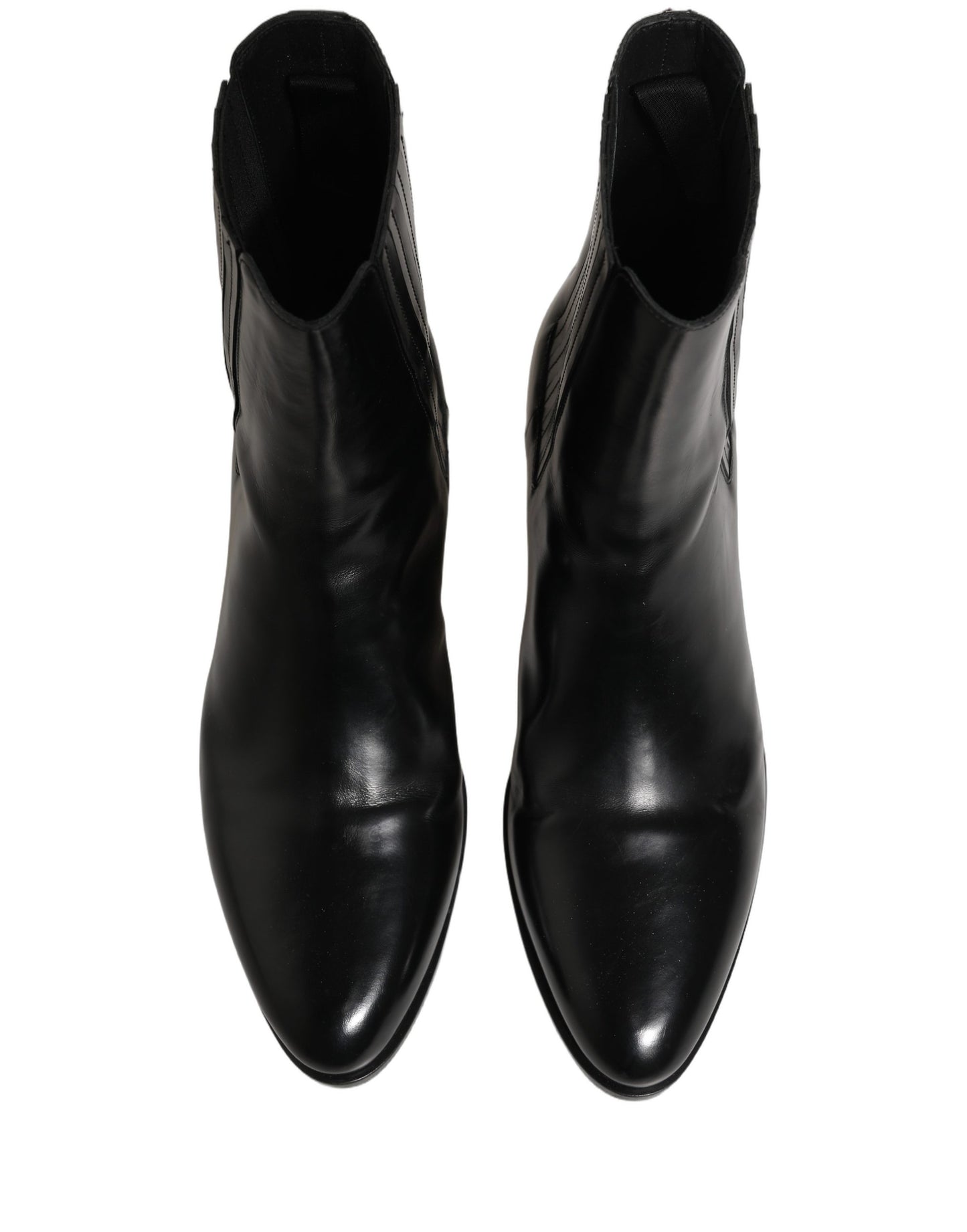 Black Leather Chelsea Mid Calf Boots Shoes