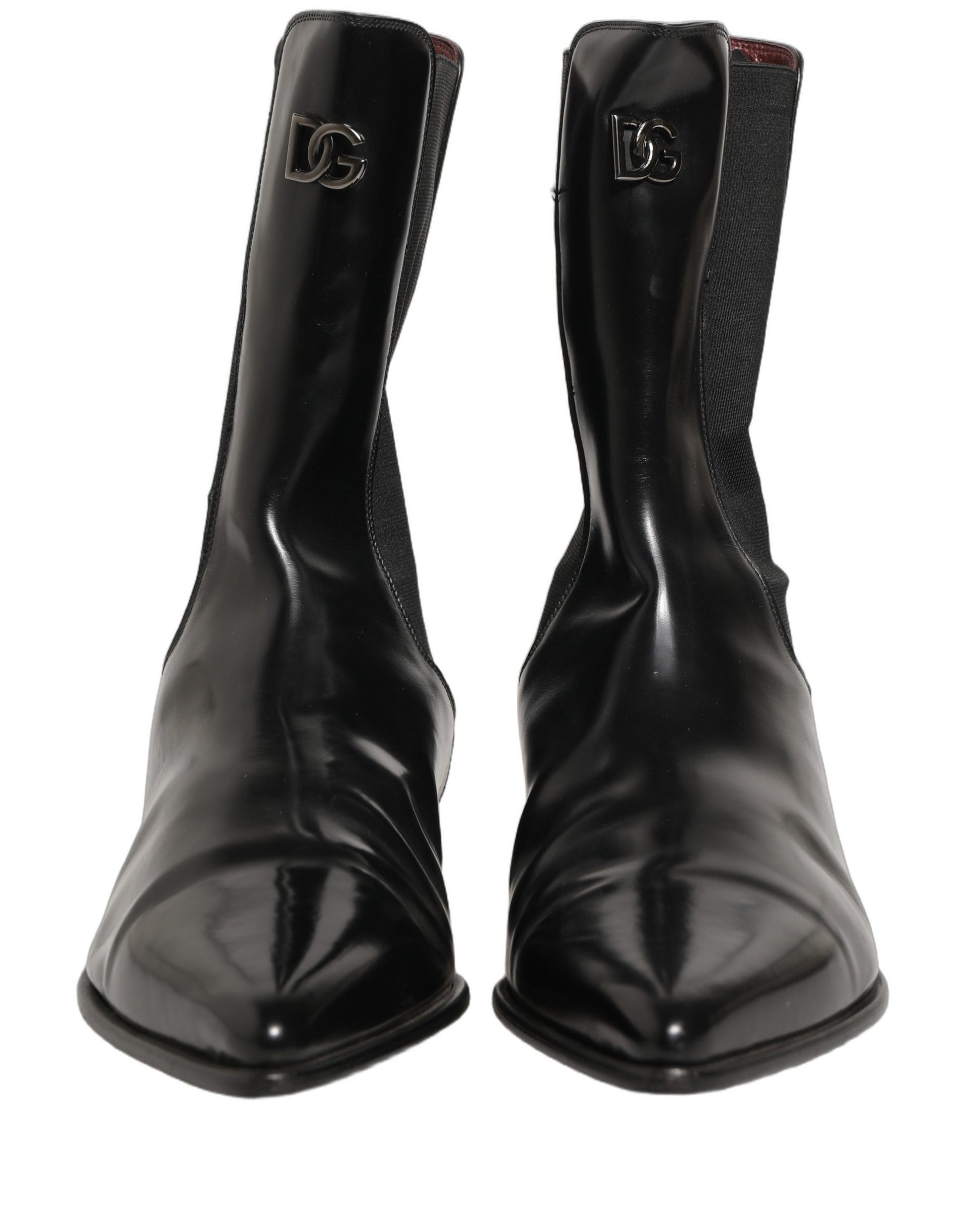 Black Leather Chelsea Mid Calf Boots Shoes