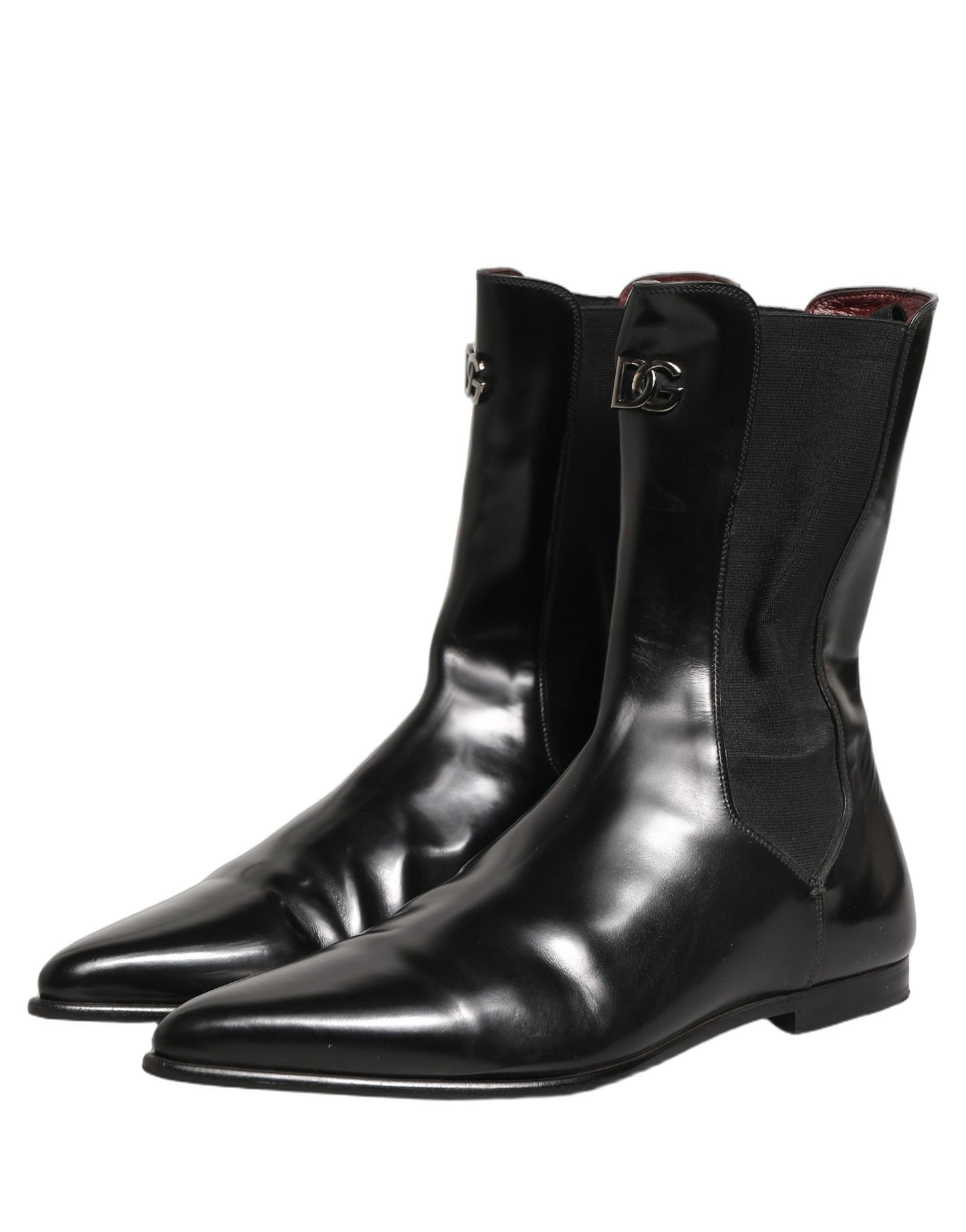 Black Leather Chelsea Mid Calf Boots Shoes