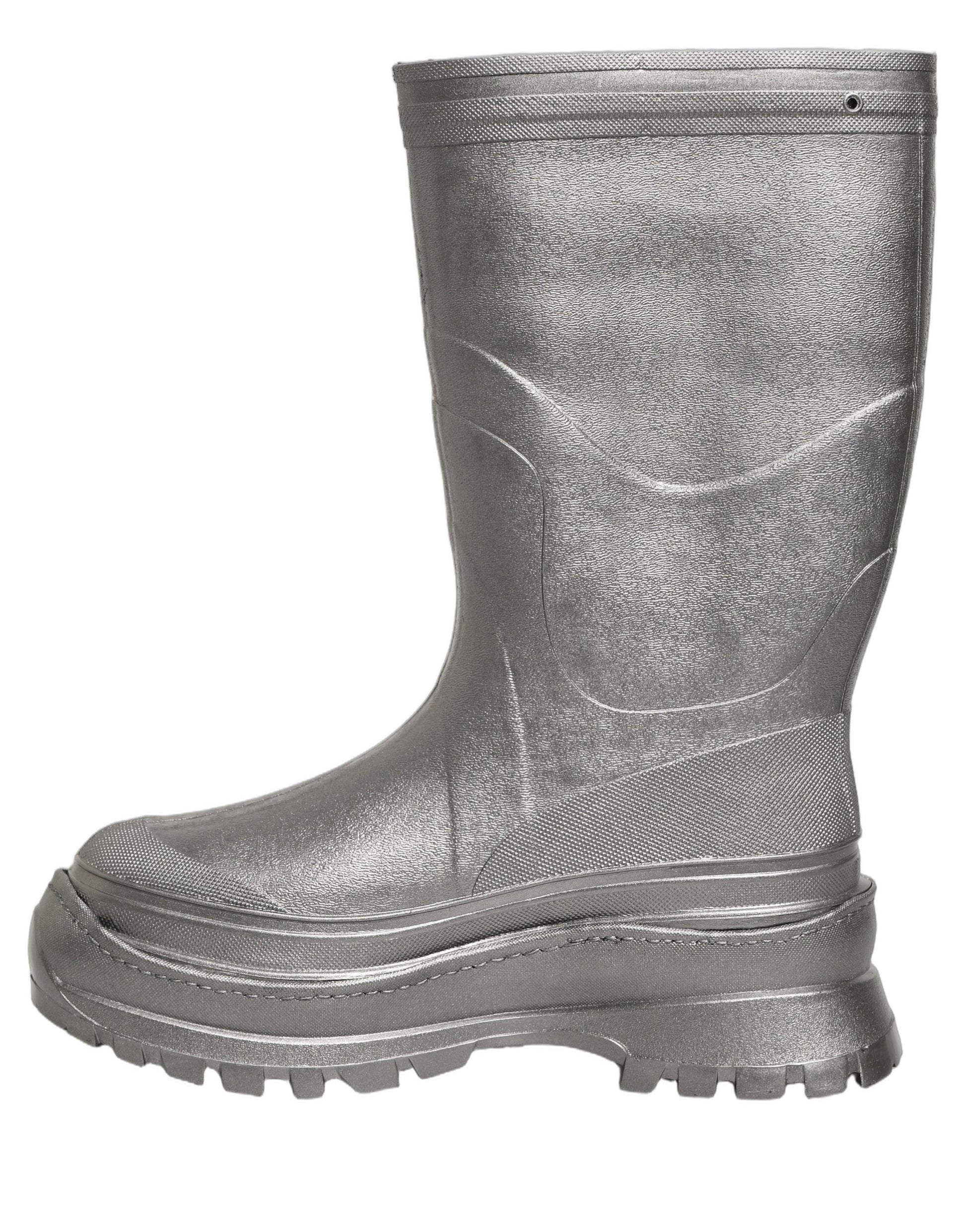 Metallic Silver Pull On Rain Boots Men Shoes
