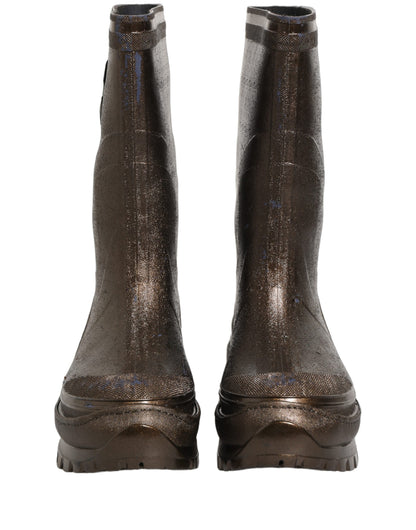 Bronze PVC Pull On Rain Boots Men Shoes