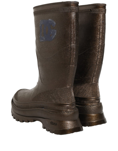 Bronze PVC Pull On Rain Boots Men Shoes