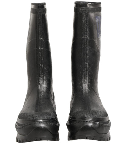 Black PVC Pull On Rain Boots Men Shoes