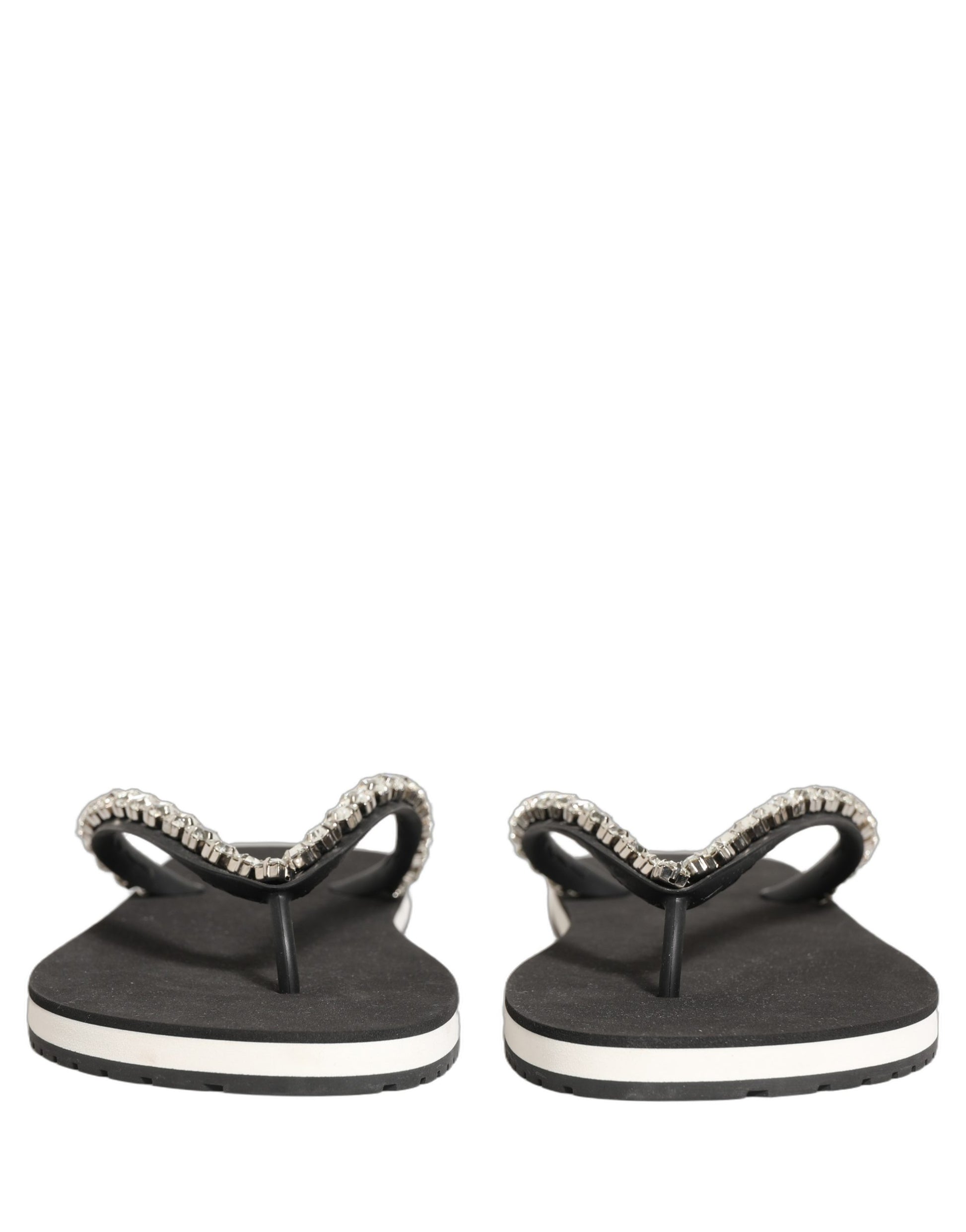 Black Embellished Rubber Flip Flops Men Shoes