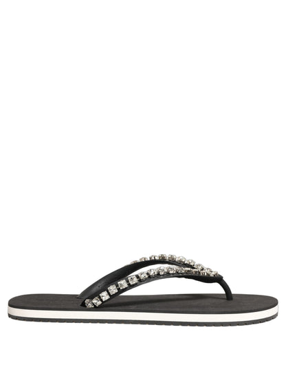 Black Embellished Rubber Flip Flops Men Shoes