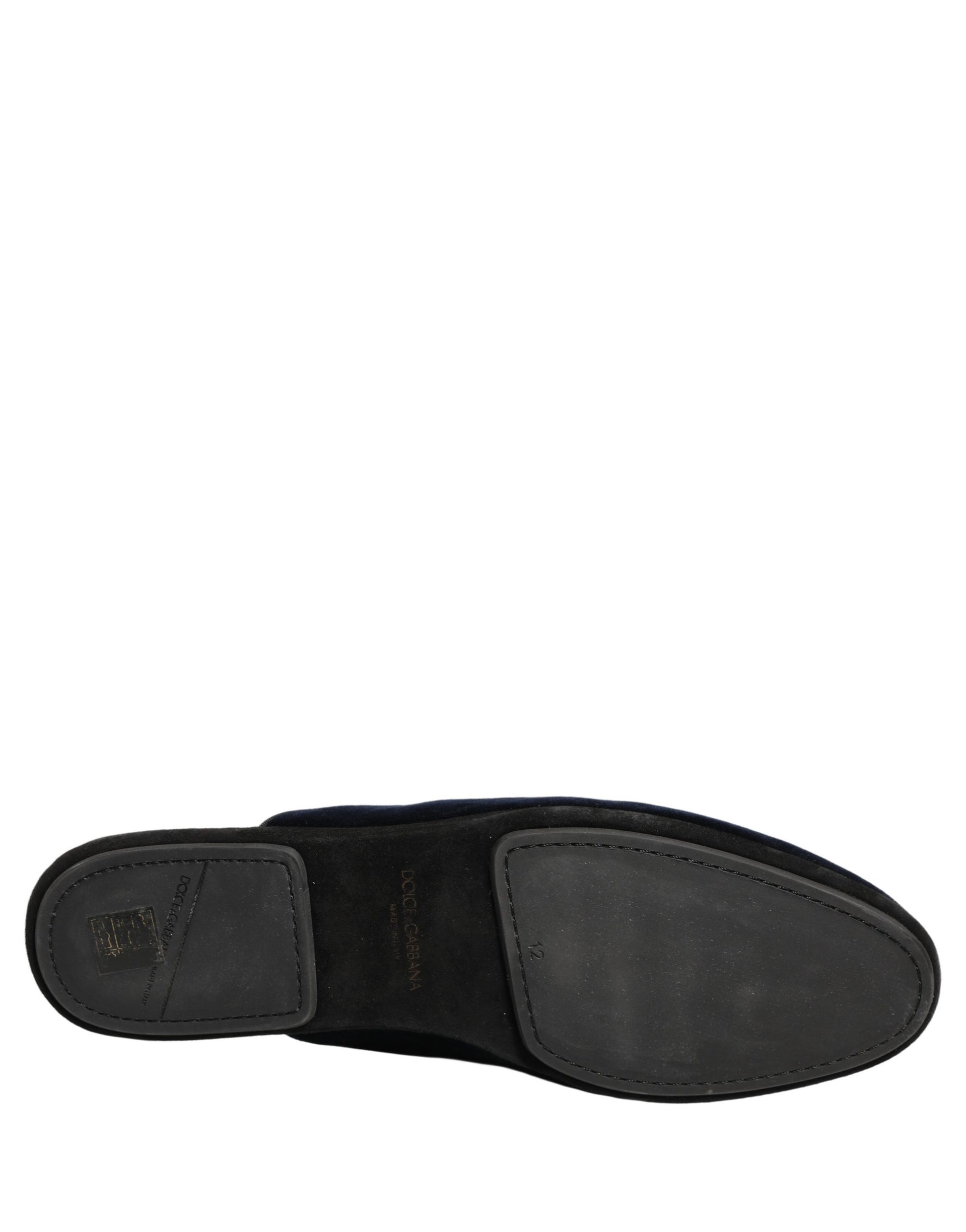 Dark Blue Suede Slides Flat Slipper Men Shoes