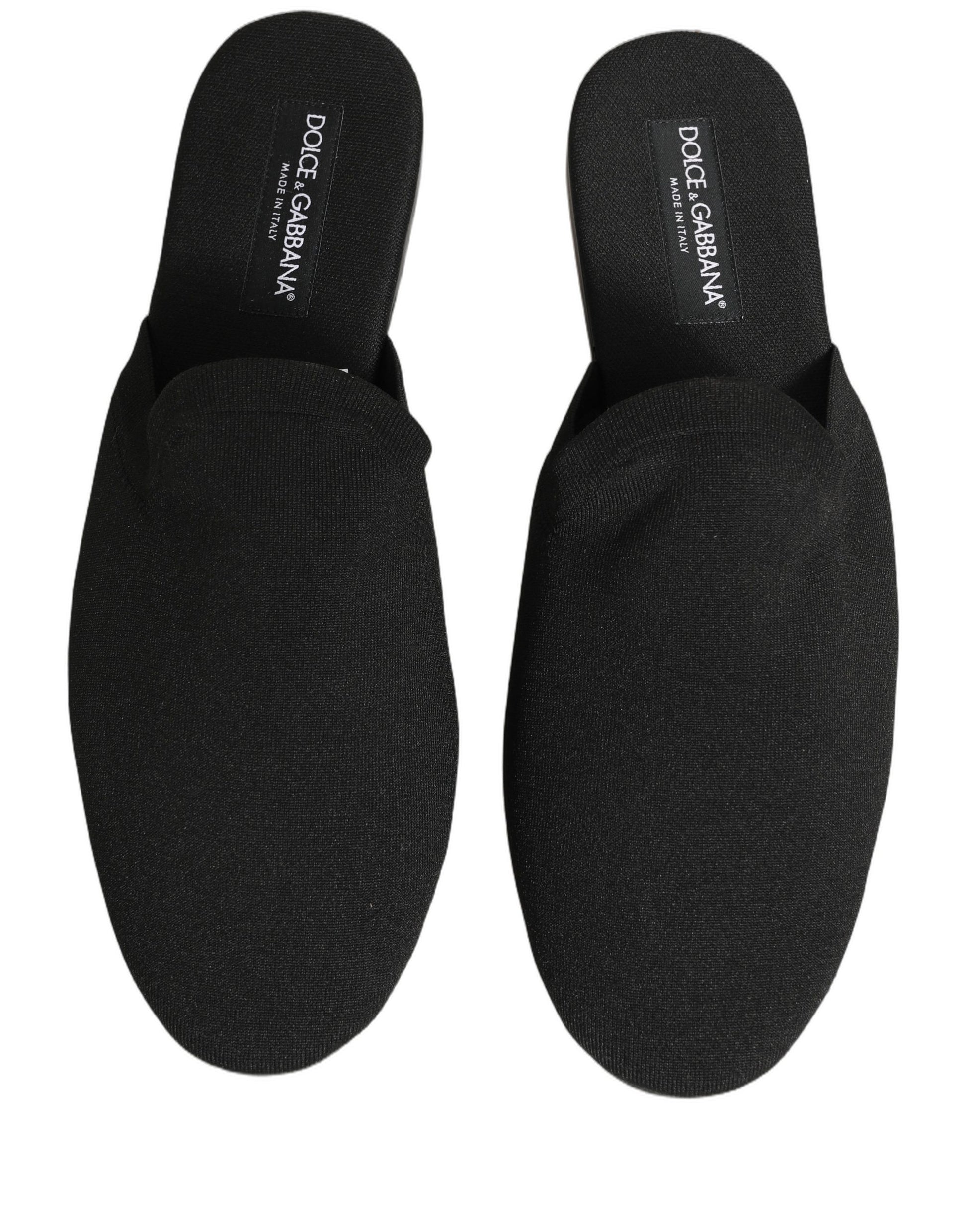 Black Suede Slides Flat Slipper Men Shoes