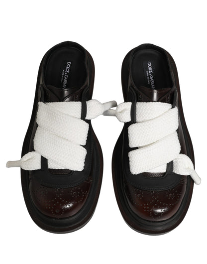 Brown Leather Slip On Flat Sandals Men Shoes