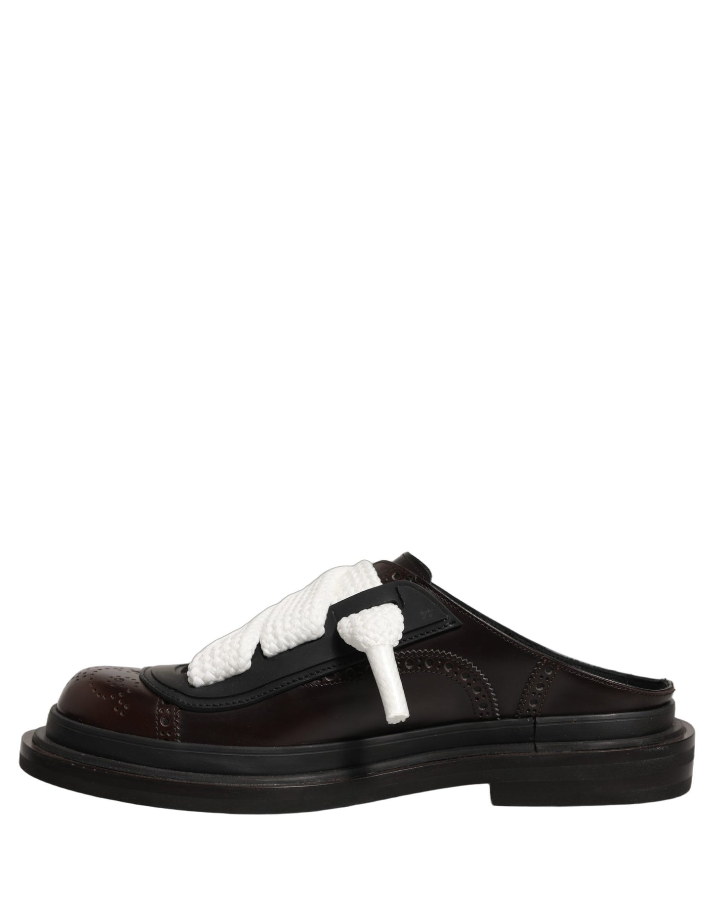 Brown Leather Slip On Flat Sandals Men Shoes
