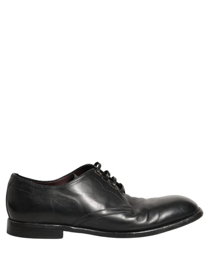 Black Leather Derby Dress Men Formal Shoes