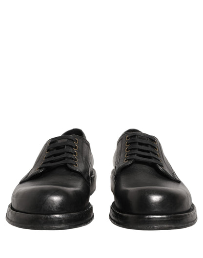 Black Leather Lace Up Derby Dress Men Shoes