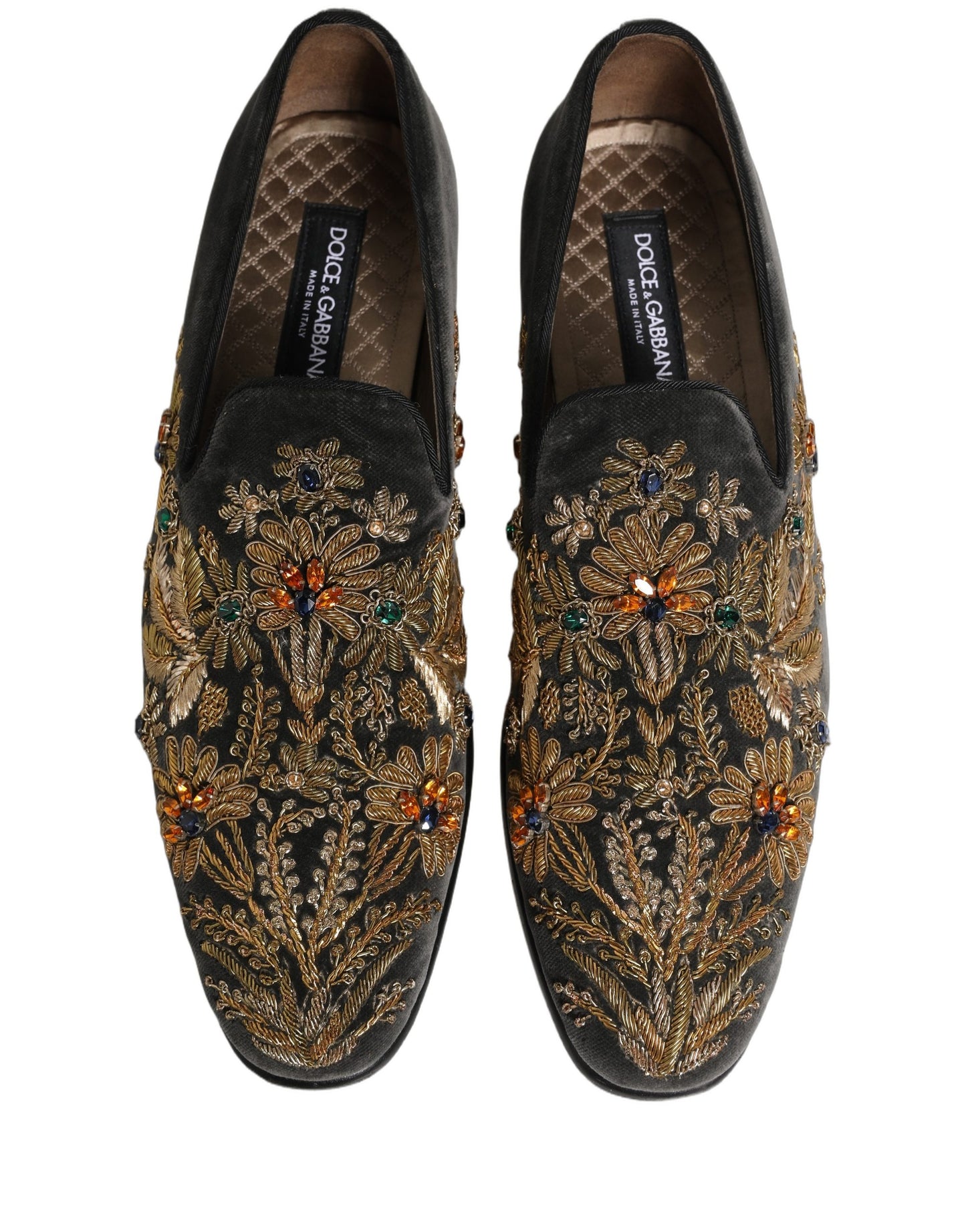 Black Velvet Embellished Dress Loafers Shoes