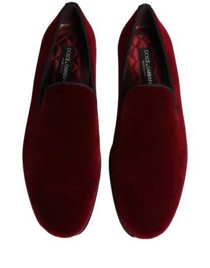 Maroon Velvet Slip On Dress Loafers Shoes