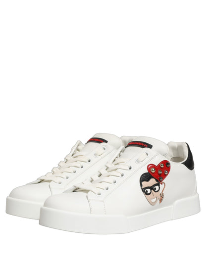 White Patch Calfskin Nappa Portofino Sneakers Shoes