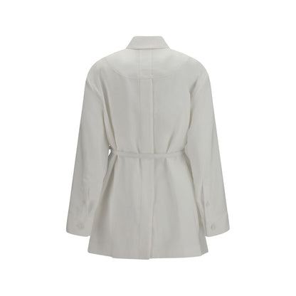 White Linen Full-Length Jacket
