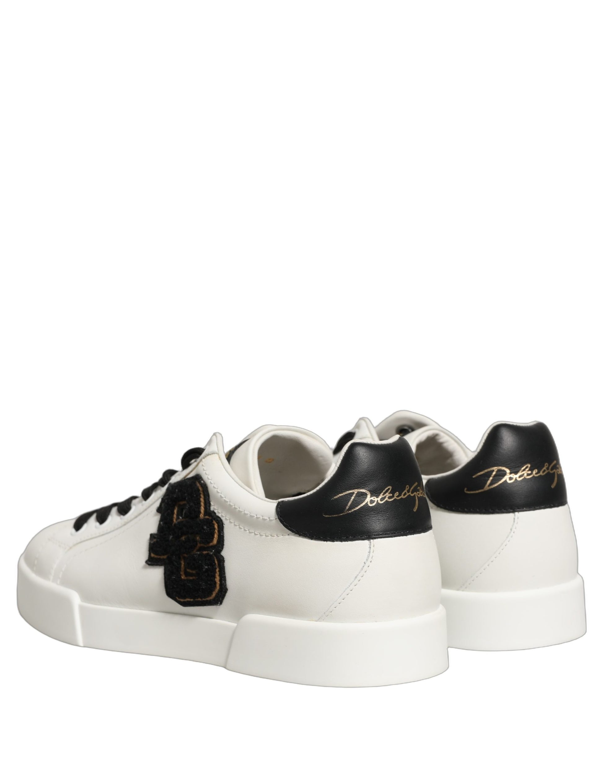 White Leather DG Logo Low Top Sneakers Shoes