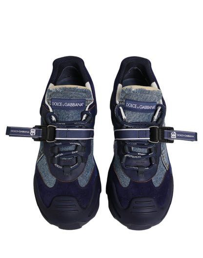 Blue Airmaster Panelled Low Top Denim Sneakers Shoes