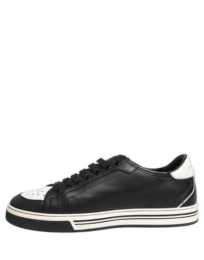 Black Leather Crown Milano Men Sneakers Shoes