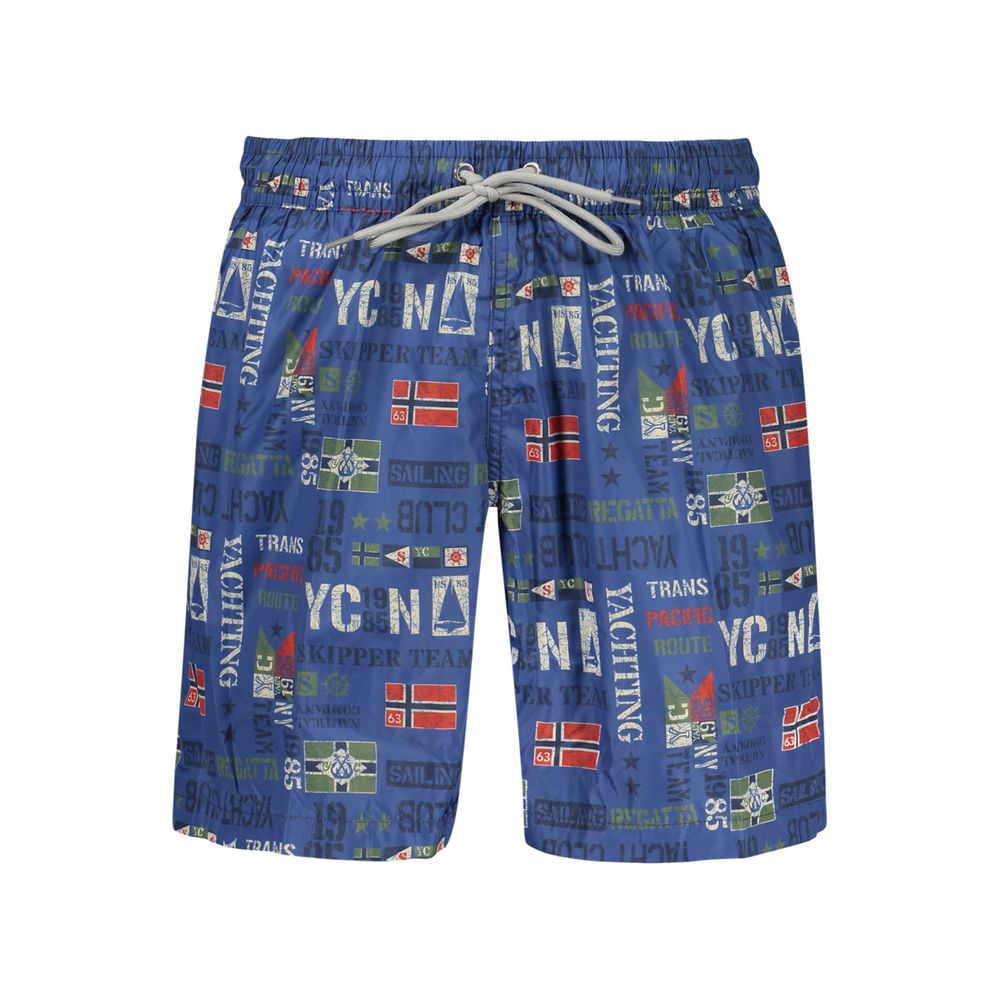 Blue Polyester Men's Swimwear