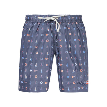 Blue Polyester Men's Swim Shorts