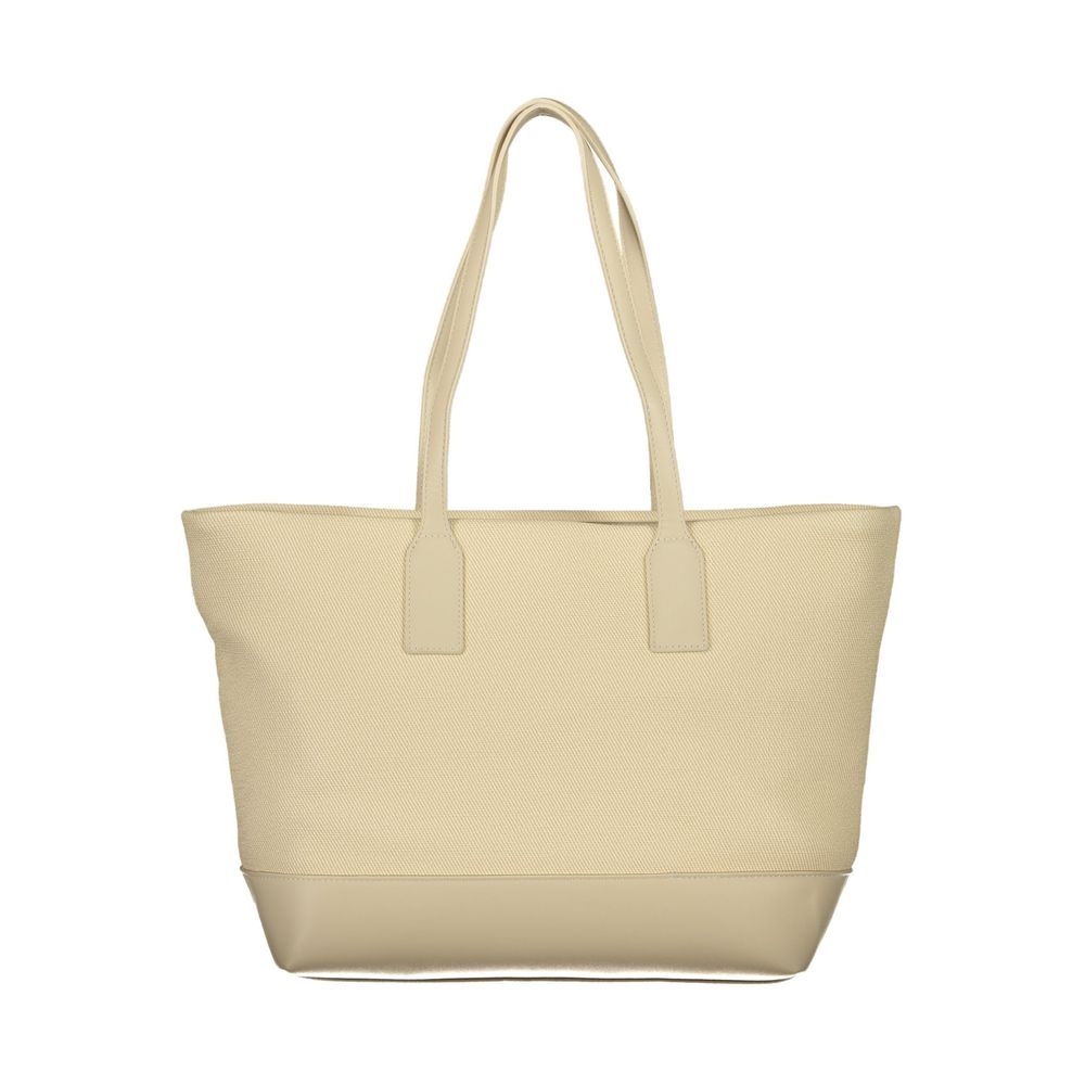 Beige Polyurethane Womens Bag