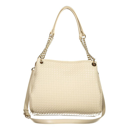 Beige Polyurethane Women's Bag with Adjustable and Removable Strap
