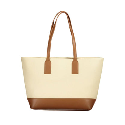 Beige Polyurethane Women's Shoulder Bag