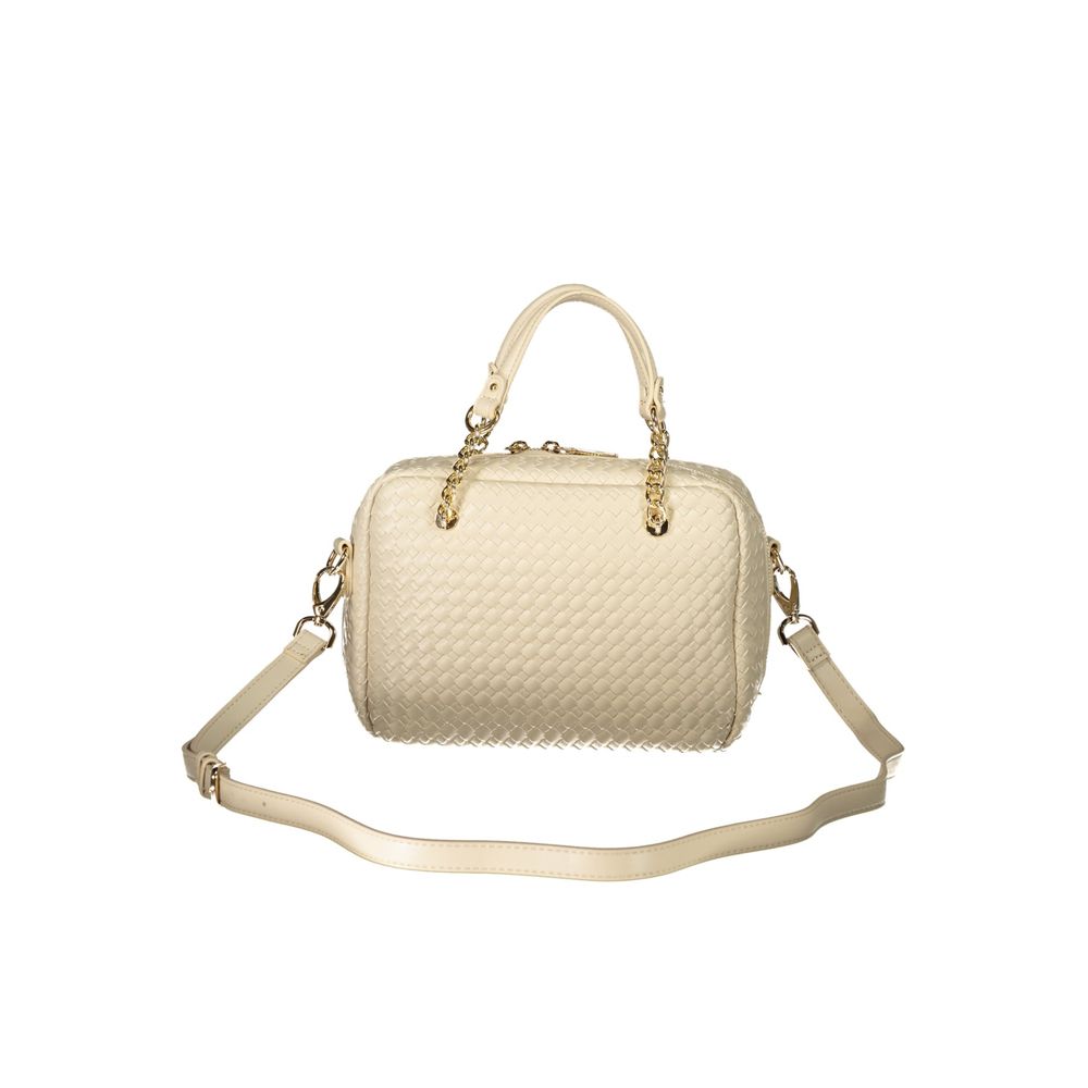 Beige Polyurethane Womens Bag