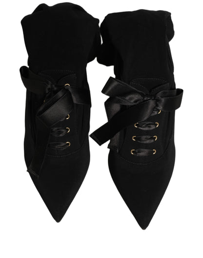 Black Stiletto Heels Mid Calf Boots Shoes