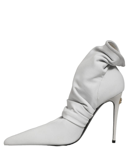 Gray Stretch Socks Heels Ankle Boots Shoes