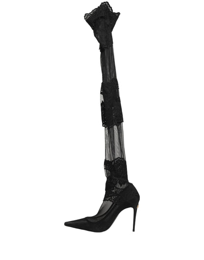 Black Over The Knee Sock Pumps Boots Shoes