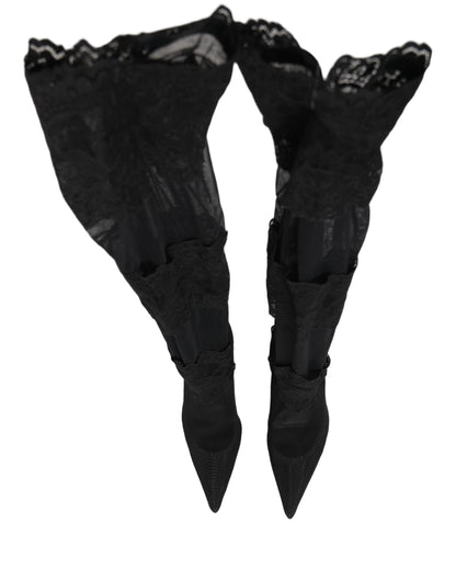 Black Over The Knee Sock Pumps Boots Shoes