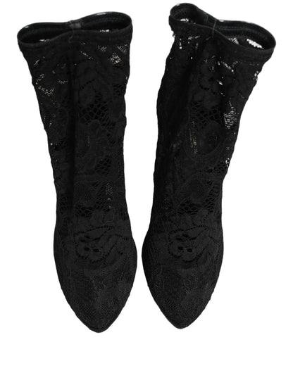 Black Socks Taormina Lace Pumps Boots Shoes