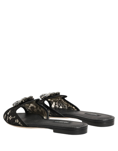 Black Devotion Lace Flats Slip On Shoes