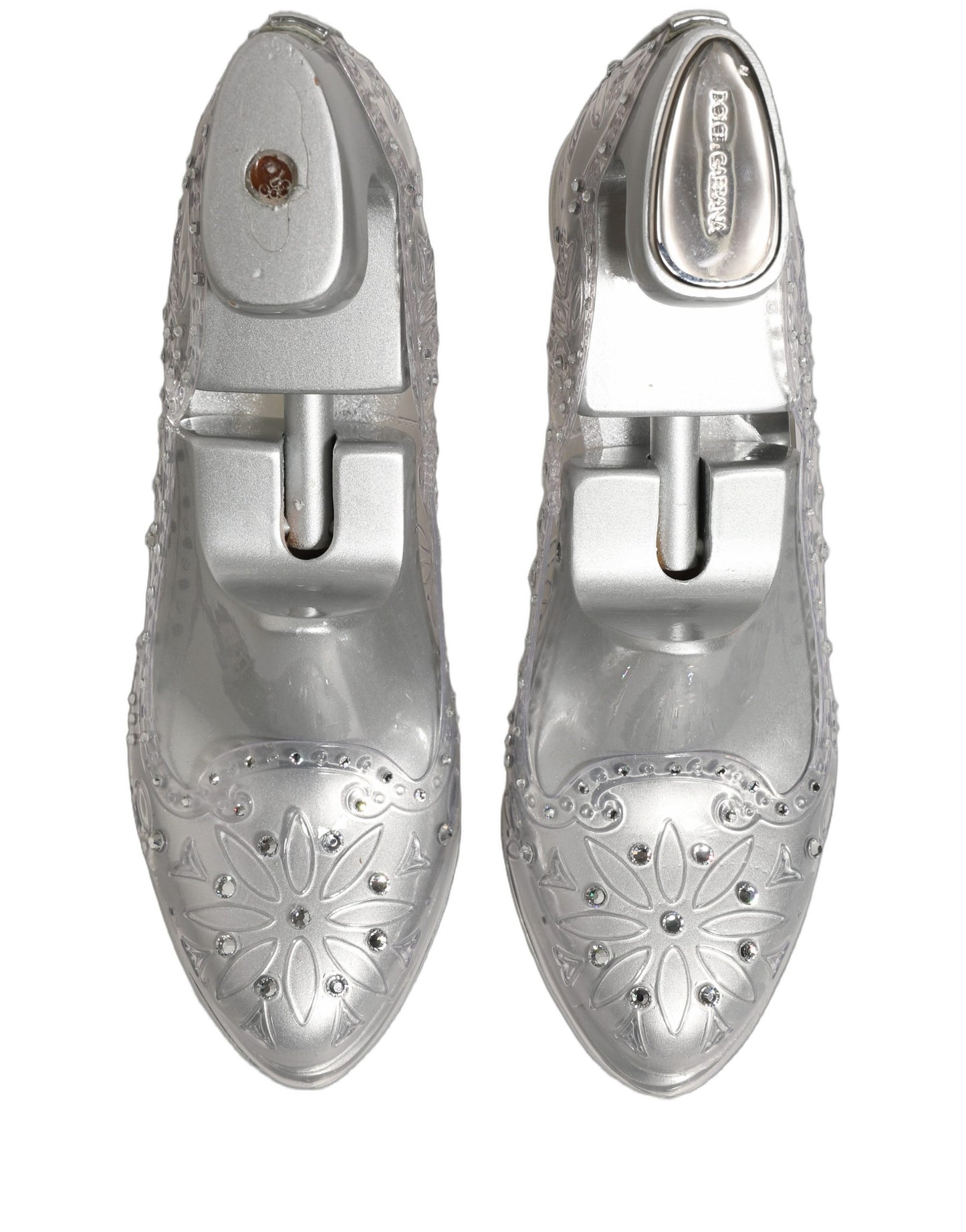 Clear CINDERELLA Floral Crystal Heels Shoes