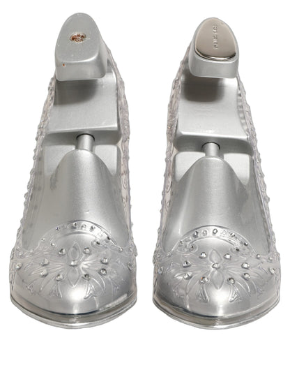 Clear CINDERELLA Floral Crystal Heels Shoes