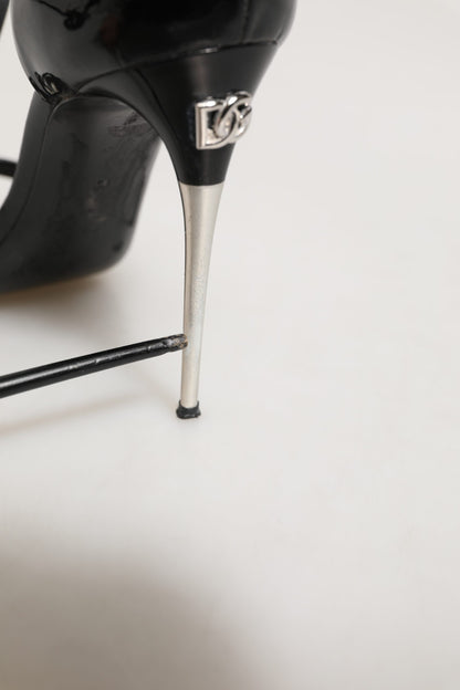 Black Leather T-strap Heels Sandals Shoes