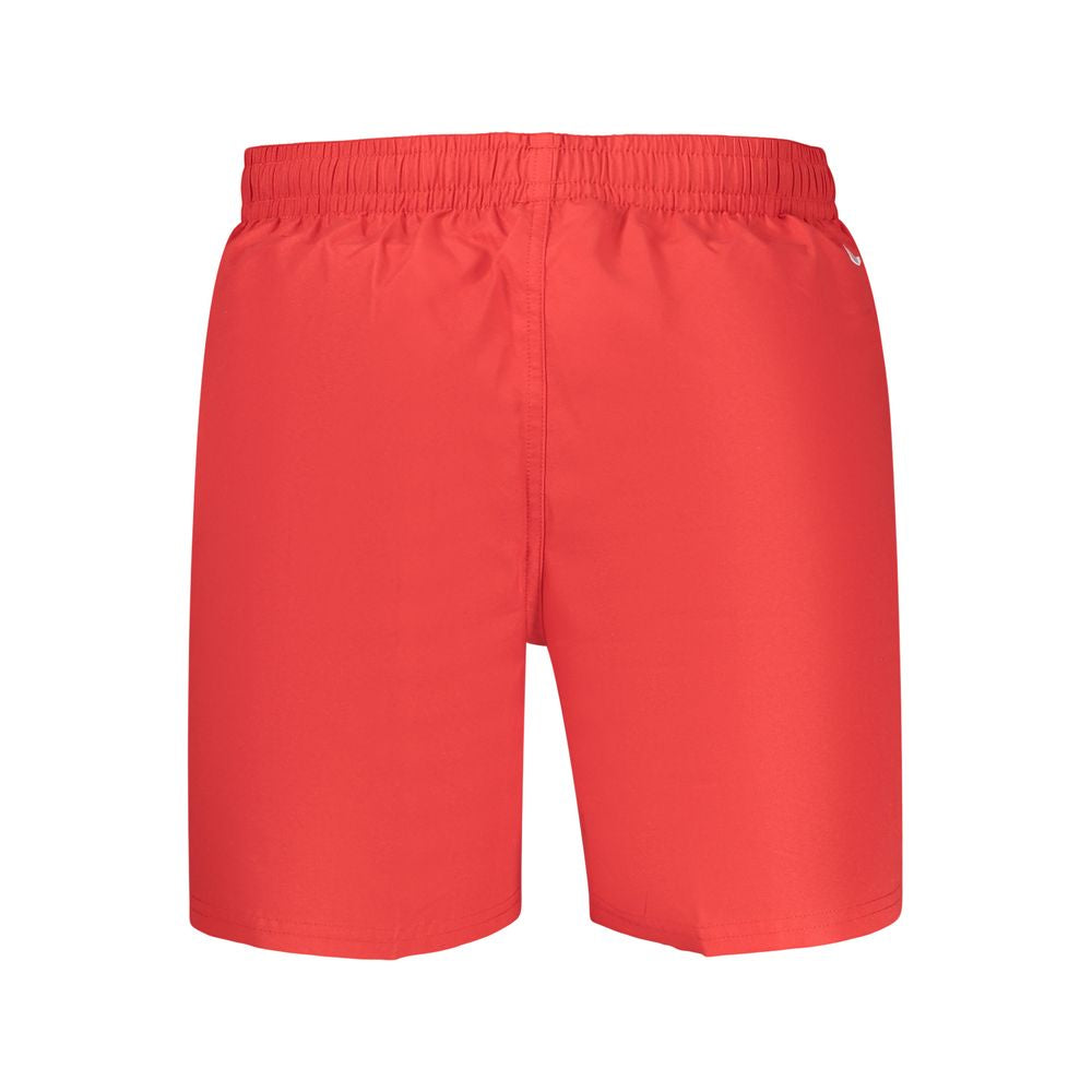 Red Polyester Men's Swimwear