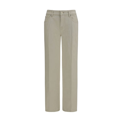 Beige Cotton Straight-Leg Jeans